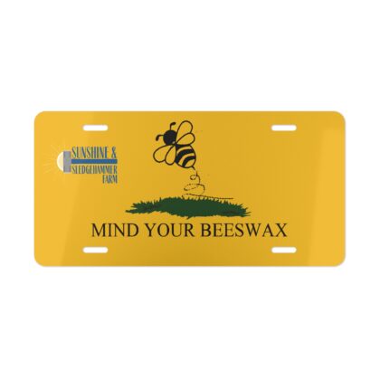 Mind Your Beeswax Vanity Plate, Personalized Car Tag, Bee Themed Auto Decor, Unique Gift for Nature Lovers, Quirky License Plate