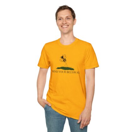 Mind Your Beeswax Gadsden-Style T-Shirt — Gold "Don't Tread on Me" Parody